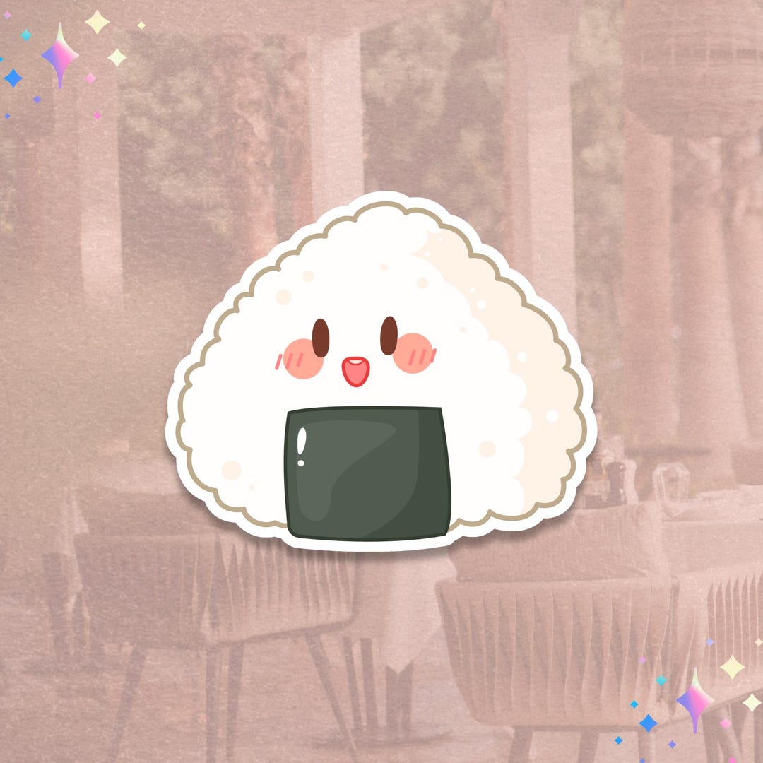 Kawaii Onigiri Sticker | Cute Rice Ball | Japanese Food Art | Smiling ...