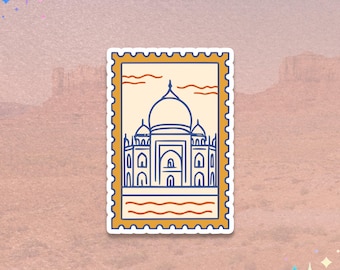 Agra India Sticker | Taj Mahal | Minimal Travel Stamp Vinyl Sticker