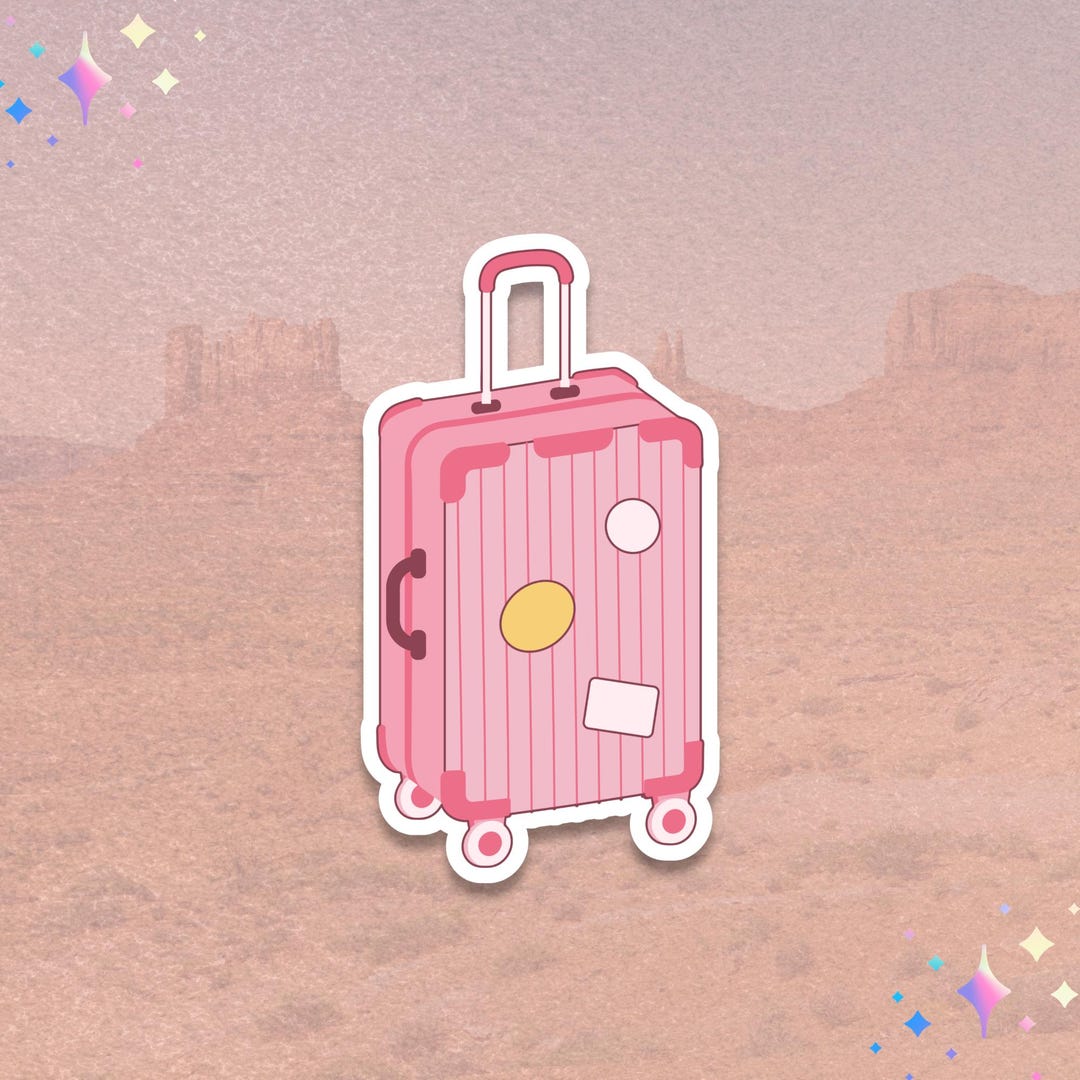 Sticker Rucksack Pink Pink Suitcase Sticker | Cute Travel Luggage | Aesthetic Wanderlust - Etsy