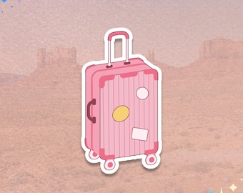 Pink Suitcase Sticker | Cute Travel Luggage | Aesthetic Wanderlust