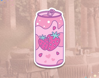 Strawberry Soda Sticker | Pink Soda Can Vinyl Decal | Laptop Water Bottle