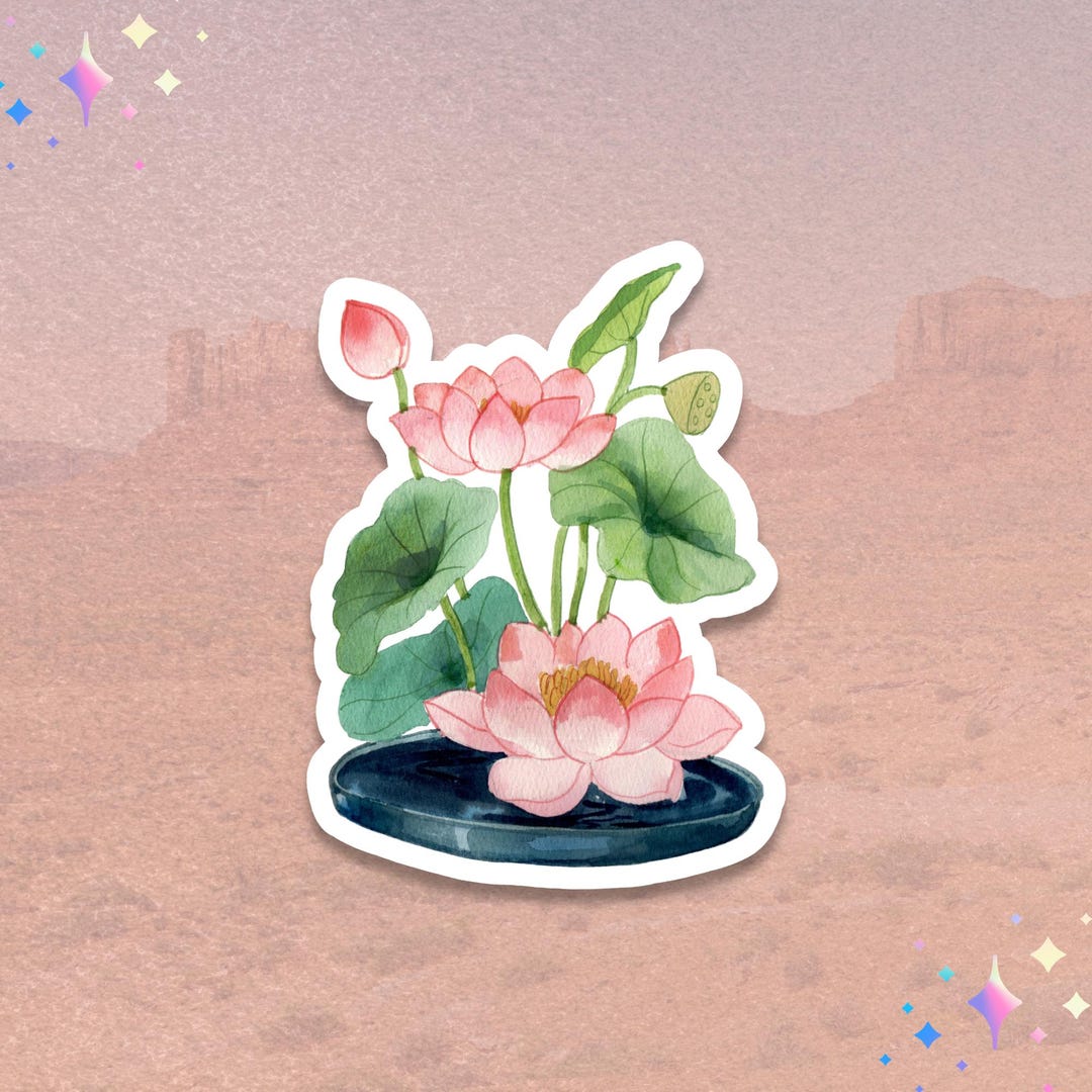 Sticker Lotus Lotus Flower Sticker | Watercolor Floral Decal | Botanical Art - Etsy