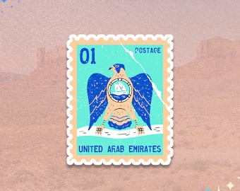 United Arab Emirates Sticker | Falcon Stamp | Travel Vinyl Sticker
