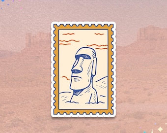 Easter Island Chile Sticker | Moai Statue | Minimal Travel Stamp Vinyl Sticker