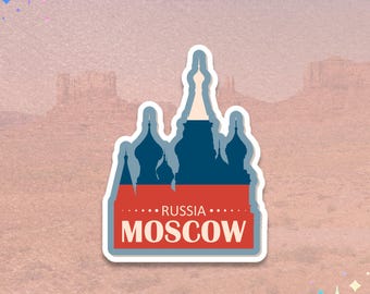 Moscow Russia Sticker | Saint Basil Cathedral Travel Stamp | City Landmark Decal
