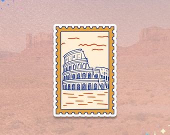 Roman Colosseum Sticker | Italy Travel Stamp | Vintage Landmark Art