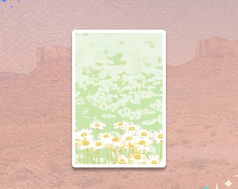 Daisy Flower Sticker | Floral Field Sticker | Wildflower Scene Decal