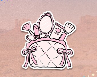 Makeup Bag Sticker | Cosmetic Pouch Decal | Beauty Tools Graphic