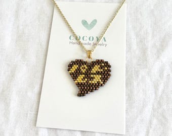 San Diego Baseball Katakana Necklace | Beaded Heart Pendant | Japanese Inspired Baseball Fan Gift | Handmade San Diego Jewelry
