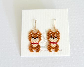 Shiba Inu Beaded Earrings - Handmade Dog Lover Jewelry