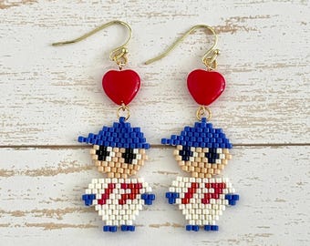 Handmade Beaded Baseball Earrings | Number 17 Fan Jewelry | Game Day Earrings | Cute Sports Gift