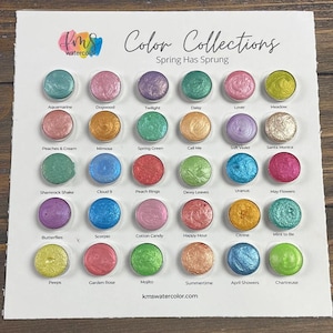 Spring Has Sprung Color Collection | Watercolor Palette | 30 Colors | Shimmer Watercolor | Handmade Watercolor Paint | KMS Watercolor
