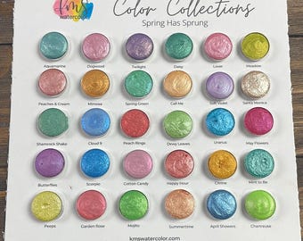Spring Has Sprung Color Collection | Watercolor Palette | 30 Colors | Shimmer Watercolor | Handmade Watercolor Paint | KMS Watercolor