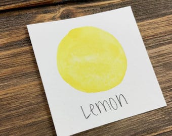 Lemon | Yellow Matte Watercolor Paint | Nonshimmer Watercolor Paint | Lemon Yellow | Half Pan | Handmade Watercolor Paint | KMS Watercolor