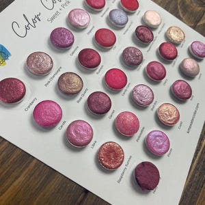 Sweet + Pink Color Collection | Watercolor Palette | 30 Colors | Shimmer Watercolor | Handmade Watercolor Paint | KMS Watercolor