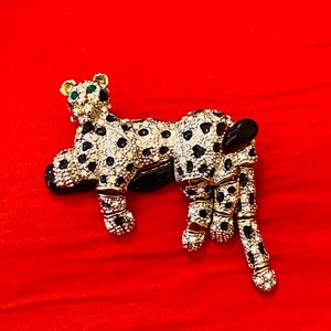 Vintage Rhinestone Leopard Brooch/Pendant