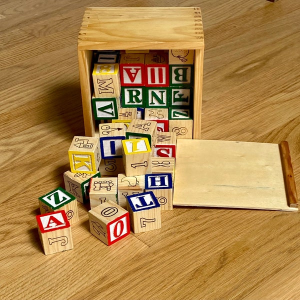 Children’s 48 piece Wooden Alphabet Block Set in Box