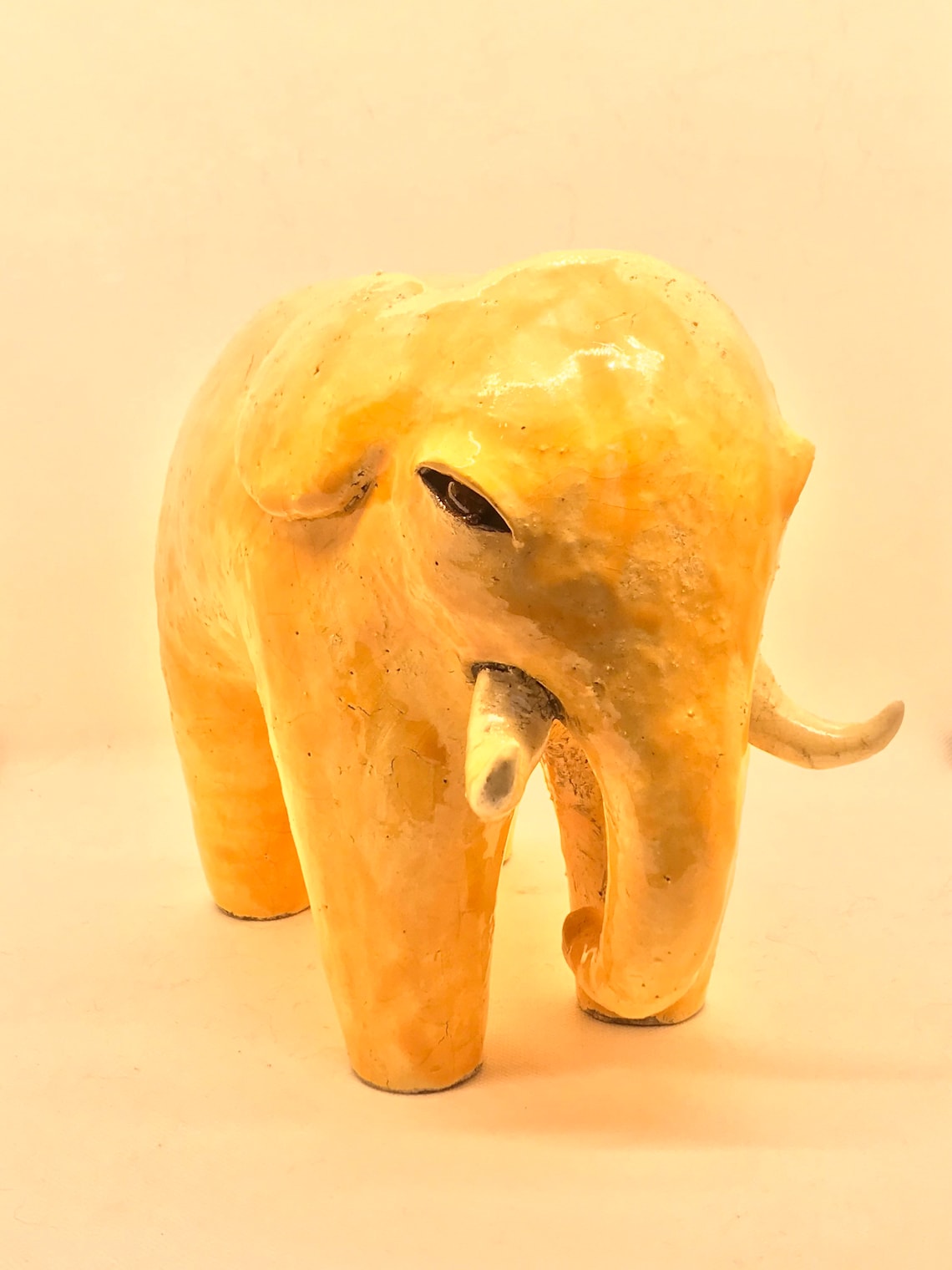 Yellow Elephant Ceramic Large Figure Etsy