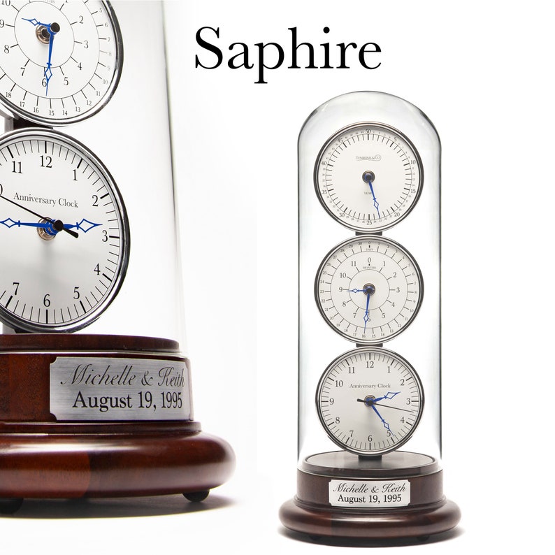 The Anniversary Clock Sapphire Blue the Years, Months, Days and time since your Wedding Day or Special Occasion Also plays your song image 1