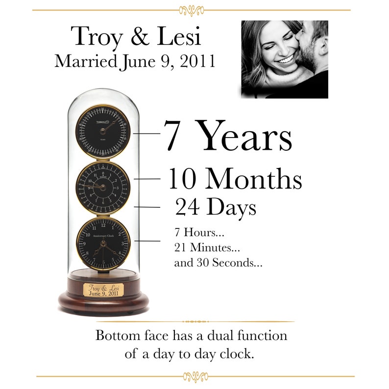 The Anniversary Clock Sapphire Blue the Years, Months, Days and time since your Wedding Day or Special Occasion Also plays your song image 2