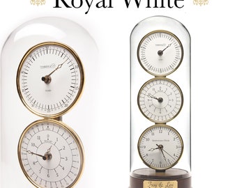 The Anniversary Clock -Royal White– the Years, Months, Days and time since your Wedding Day or Special Occasion - Also plays your song!