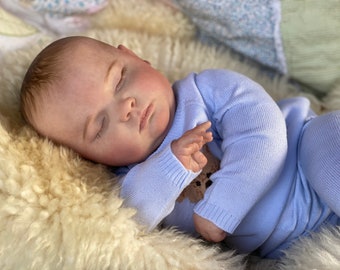 CUSTOM MADE Reborn baby boy Chunky Joseph asleep 6/9 month size created by Vahni Gowing.