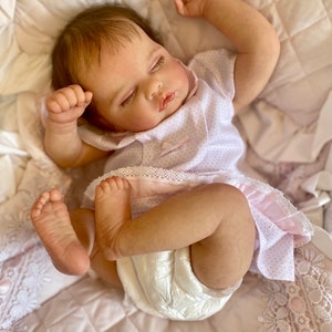 Reborn baby girl Quinbee microrooted reborn artist genuine reborn baby realistic newborn by Vahni Gowing custom order rooted hair