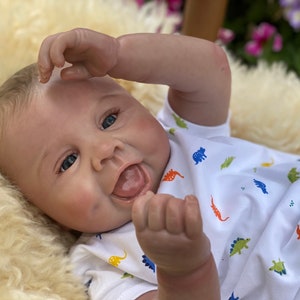 Laughing Reborn baby boy by Vahni Gowing. CUSTOM ORDER