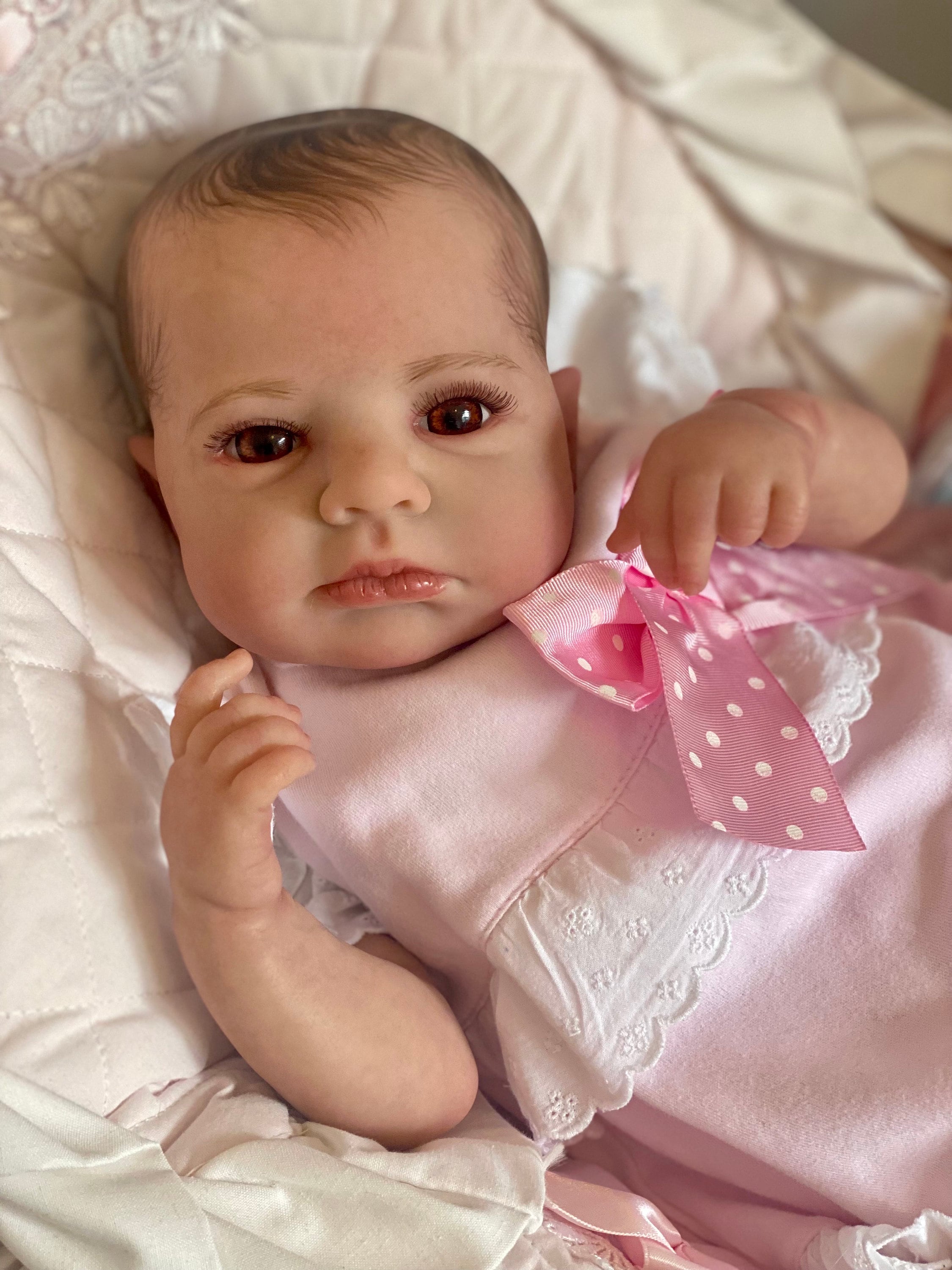 Reborn baby girl Lou Lou awake by Vahni Gowing custom order