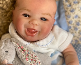 Laughing Reborn baby boy by Vahni Gowing. Ready now