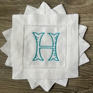 Single Letter Monogram Linen Cocktail Napkins {set of 4}