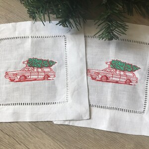 Holiday Monogrammed Linen Cocktail Napkins(Set of 4)
