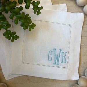 Monogram Linen Cocktail Napkins {set of 4}