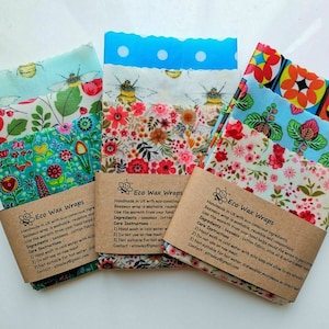Handmade Reusable Beeswax Food Wrap-Choose Size or Set .Eco Friendly Zero Waste Gift. No Pine Resin