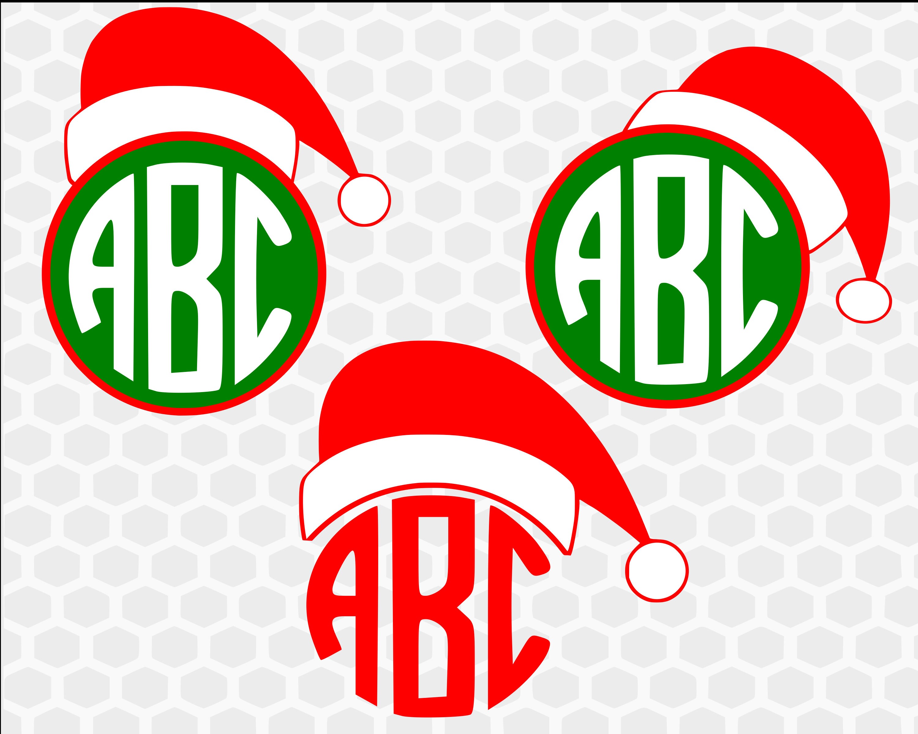 Christmas Monogram Frame Svg Santa Hat Monogram Christmas Etsy