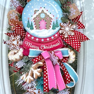 Gingerbread Christmas Wreath: Snowglobe Holiday Swag