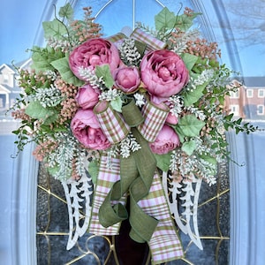 Metal Angel Wings, Bereavement Wreath, Mother’s Day Gift, Peony Arrangement, Nursery decor, In Memory of Arrangement