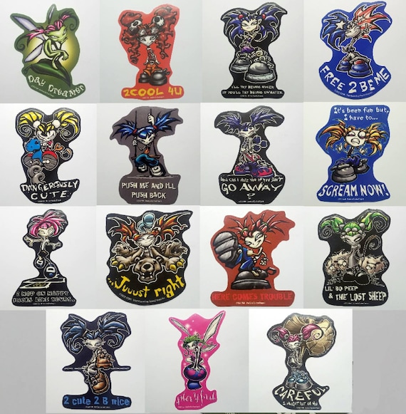 Full Set 15 Goth Girl Stickers Vintage Vending Machine Collectible