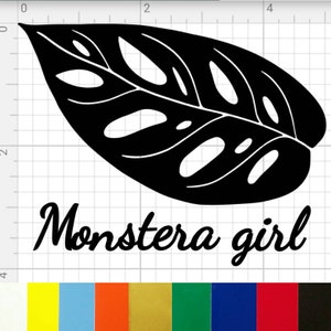 Monstera Girl Vinyl Car Decal Monstera Adansonii  Decal Sticker Laptop Locker Monstera Leaf Permanent Vinyl Decal Monstera Plant Decal