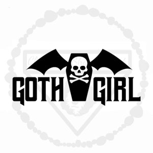 Goth Girl Car Decal Gothic Girl Coffin Bat Wings Skull Decal Sticker Laptop Locker