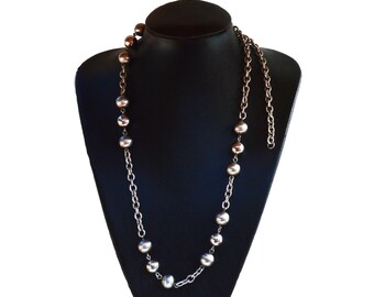 Vintage ARZ Stainless Steel Necklace And Dangle Earrings Jewelry Set