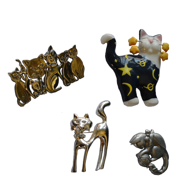 Vintage Cute Cat Brooches