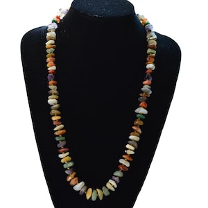 Vintage Multi-Color Scottish Agate Semi-Precious Stone Beaded Necklace