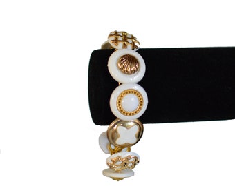 Upcycled White And Gold Vintage Button Link Bracelet - Final Price (Duty Covered)