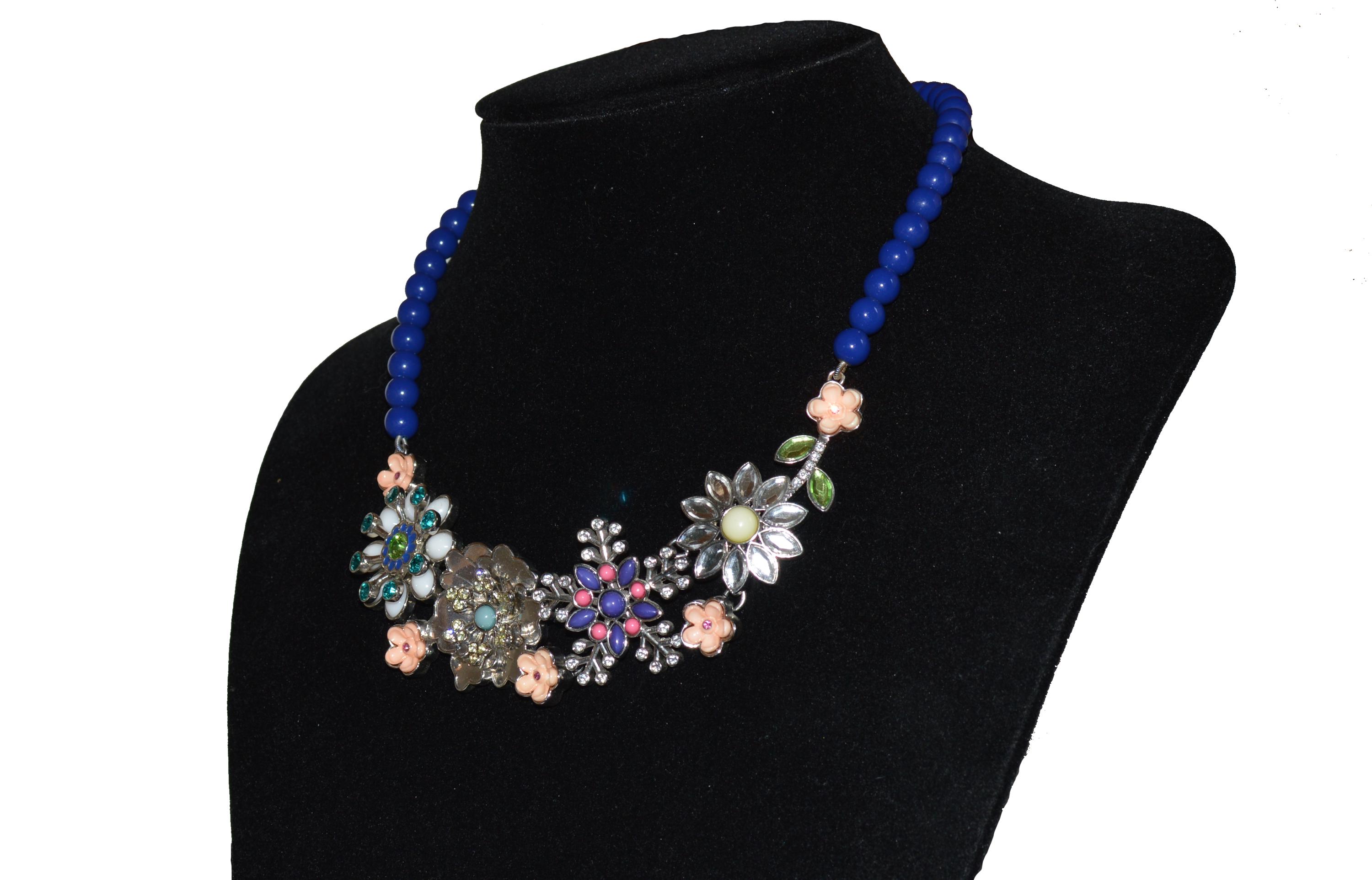 La Sopha Bouquet Slver Tone Floral Necklace 18-21 | Floral