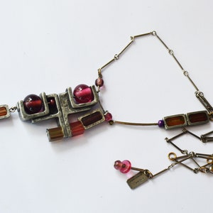 Vintage Anne Marie Chagnon Brutalist Abstract Geometric Necklace image 2