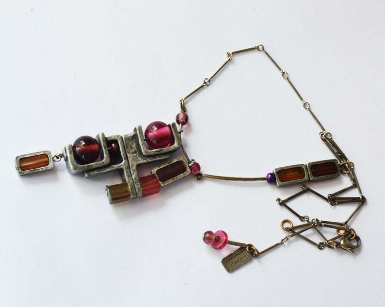 Vintage Anne Marie Chagnon Brutalist Abstract Geometric Necklace image 2