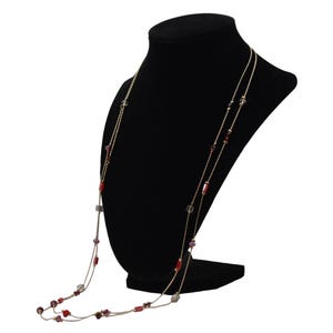 Vintage LOFT Outlet Long Double Strand Red Crystal Station Necklace - Duty Covered