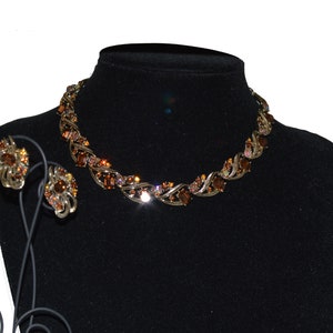 Vintage Coro Choker Necklace And Clip On Earrings Jewellery Set