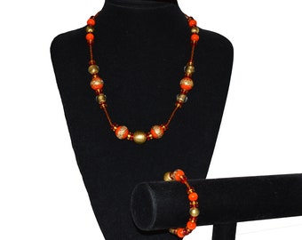 Conjunto de joyas vintage de collar y pulsera elástica de cristal de Murano con cuentas, precio final (impuestos incluidos).